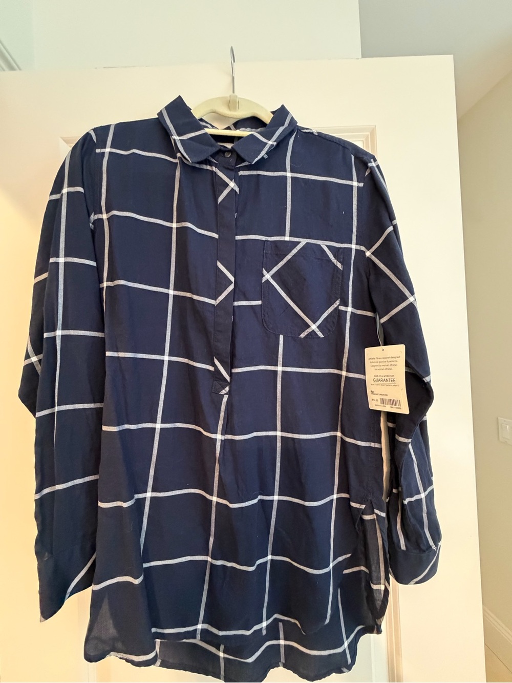 Navy Windowpane Check Shirt